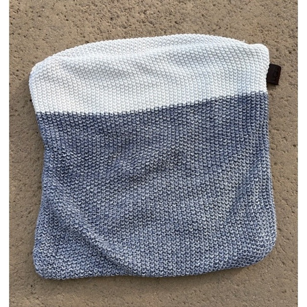 UGG Knit Pillow Cover Throw Cushion Cover White Blue Speckled 100 Cotton